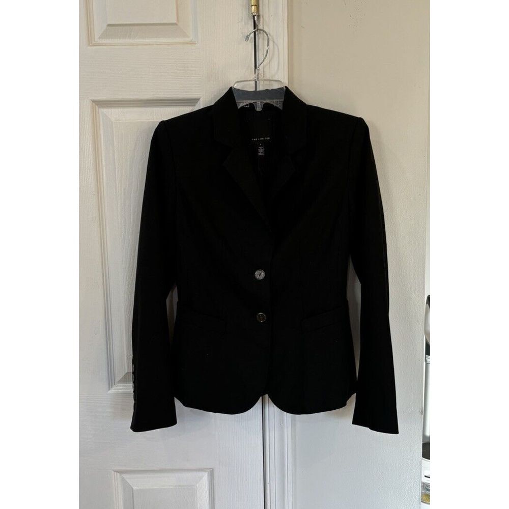 The Limited Women's Blazer‎ Jacket Sz 0 Black Pockets Two Button Front